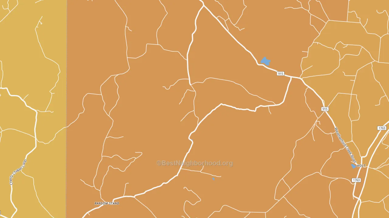 Map of the best neighborhoods in the Lutts area, with better matches in green and worse matches in red