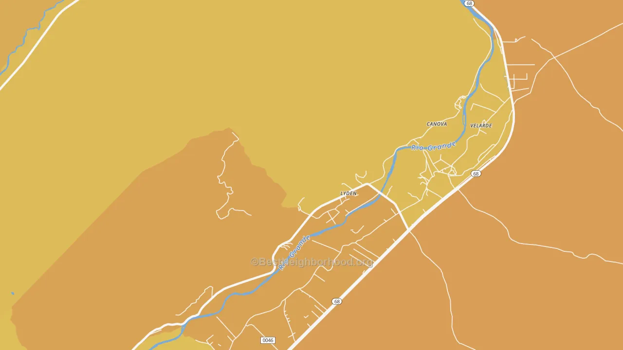 Map of the best neighborhoods in the Lyden area, with better matches in green and worse matches in red