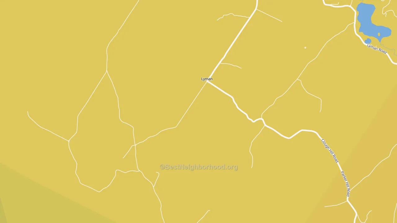 Map of the best neighborhoods in the Lyman area, with better matches in green and worse matches in red