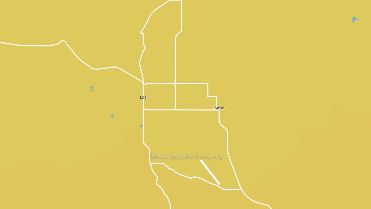 Map of the best neighborhoods in the Lyman area, with better matches in green and worse matches in red