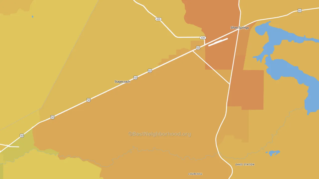 Map of the best neighborhoods in the Lyon County area, with better matches in green and worse matches in red