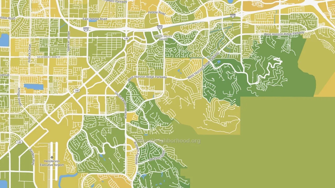 Map of the best neighborhoods in the Macdonald Ranch, Henderson area, with better matches in green and worse matches in red