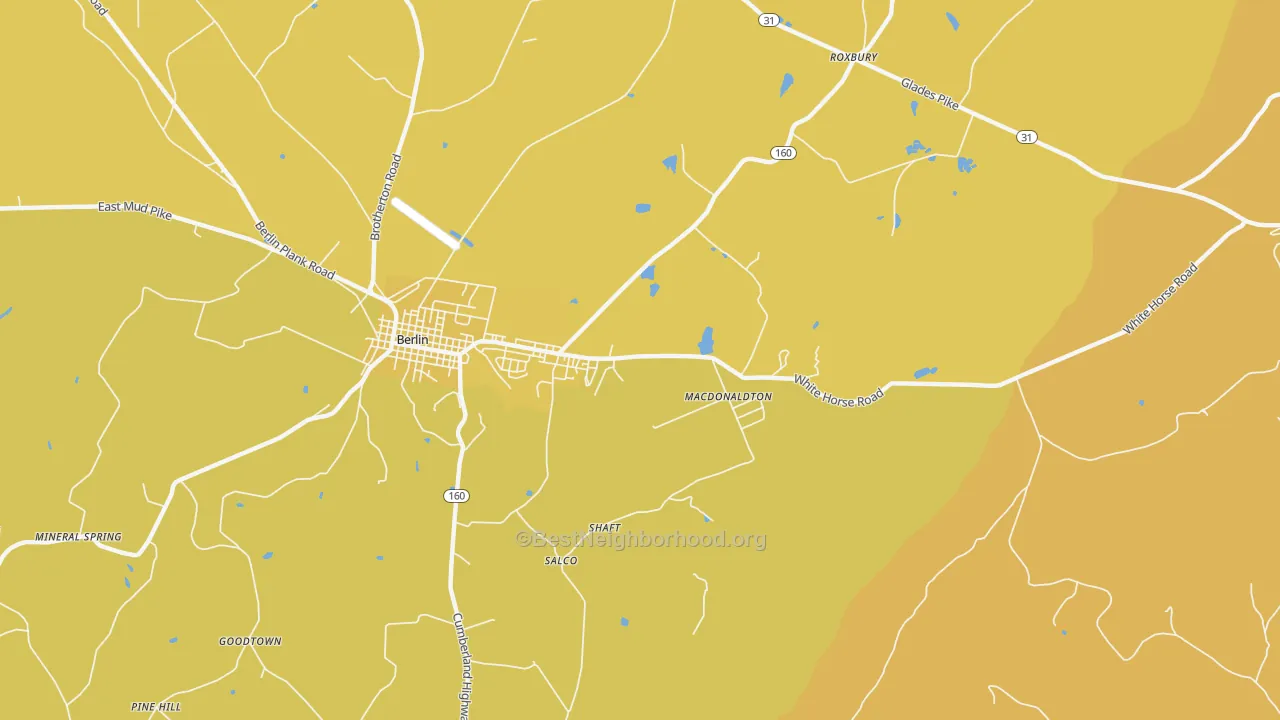 Map of the best neighborhoods in the Macdonaldton area, with better matches in green and worse matches in red