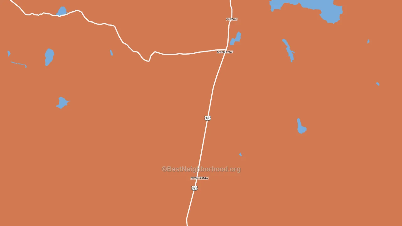 Map of the best neighborhoods in the Madeline area, with better matches in green and worse matches in red