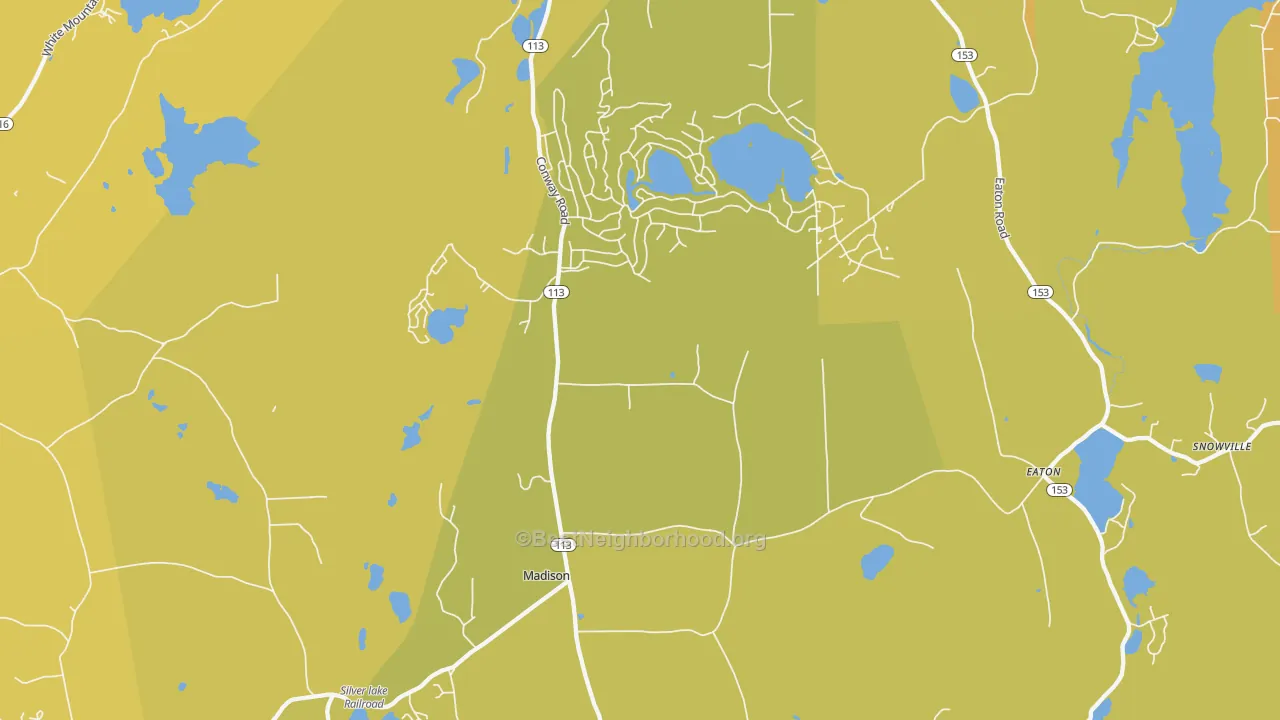 Map of the best neighborhoods in the Madison area, with better matches in green and worse matches in red