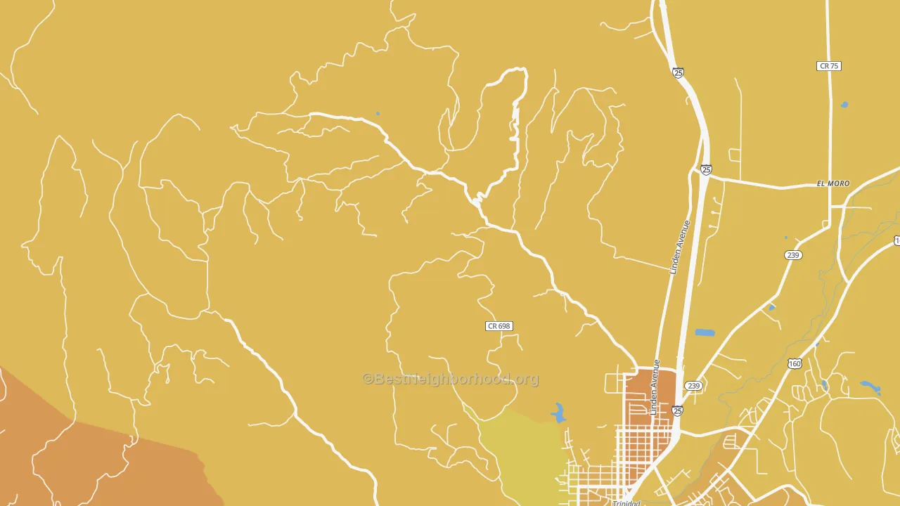 Map of the best neighborhoods in the Madrid area, with better matches in green and worse matches in red
