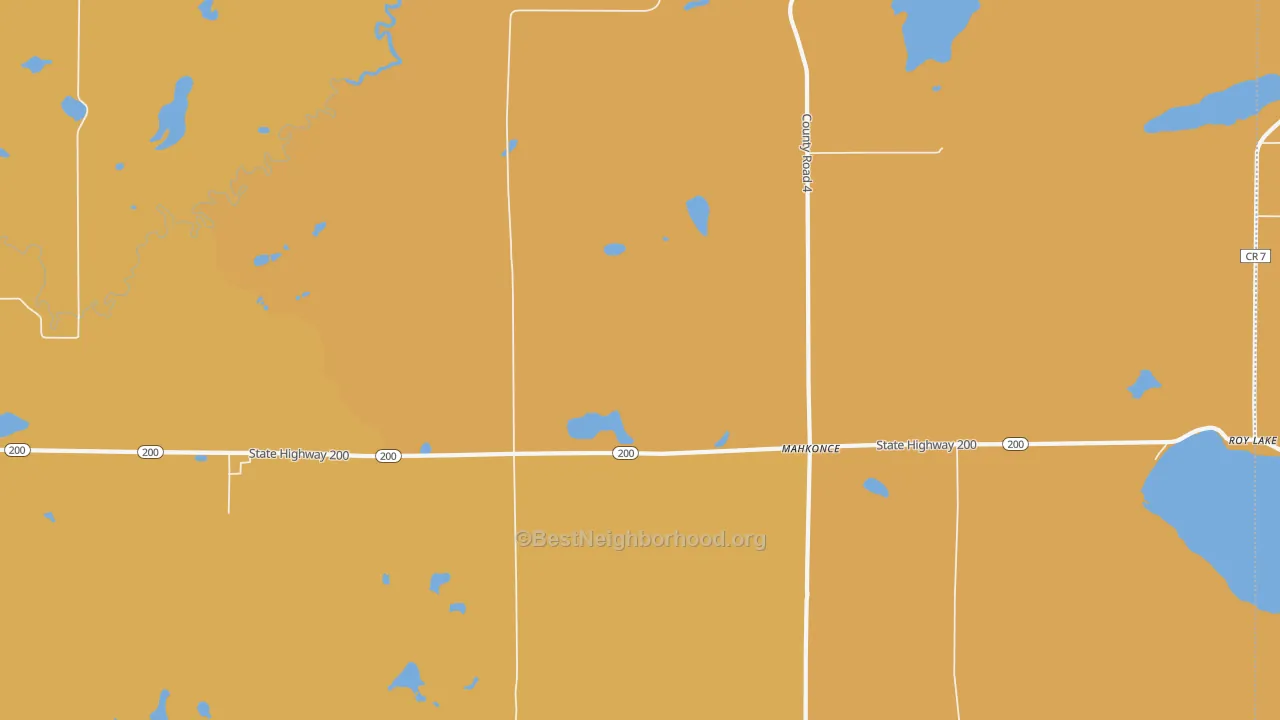 Map of the best neighborhoods in the Mahkonce area, with better matches in green and worse matches in red