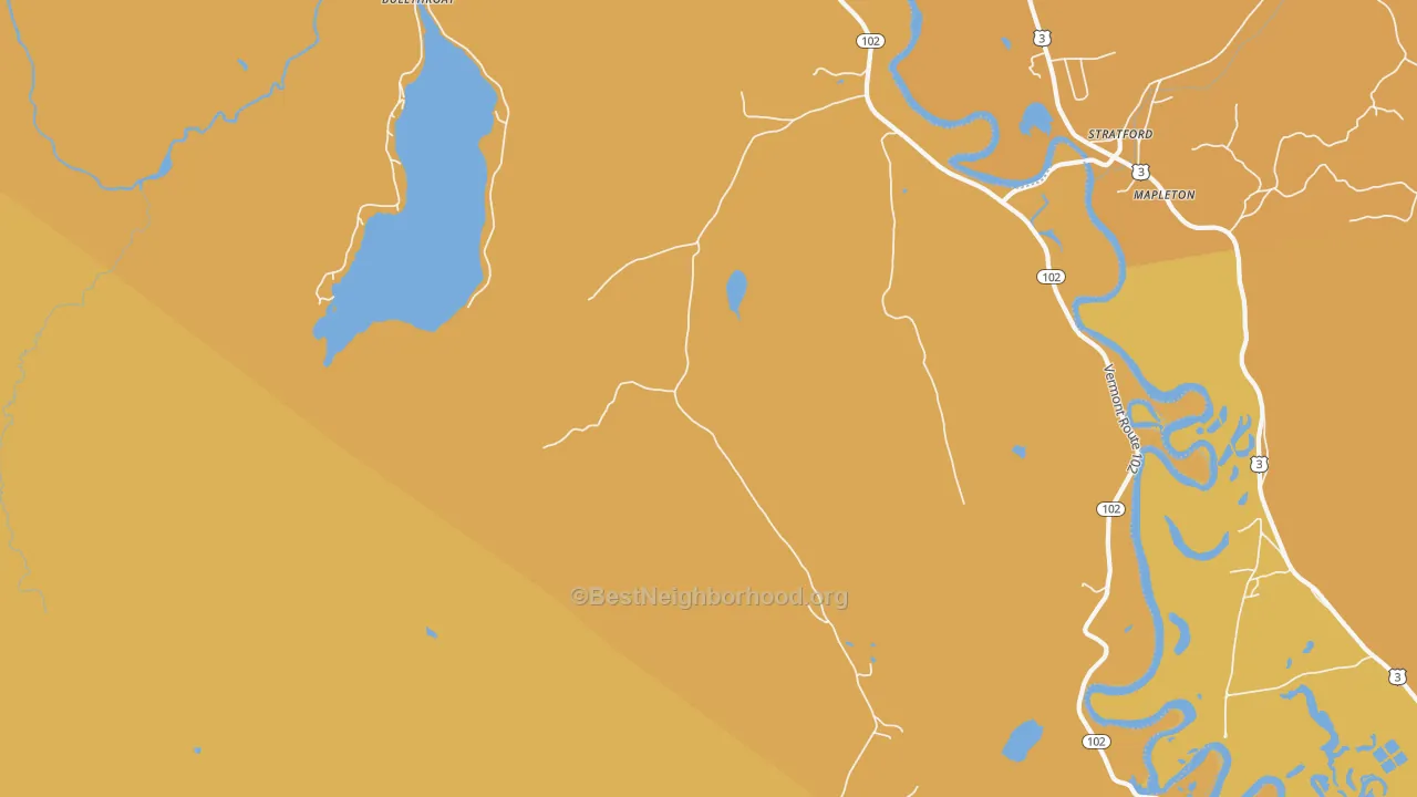Map of the best neighborhoods in the Maidstone area, with better matches in green and worse matches in red