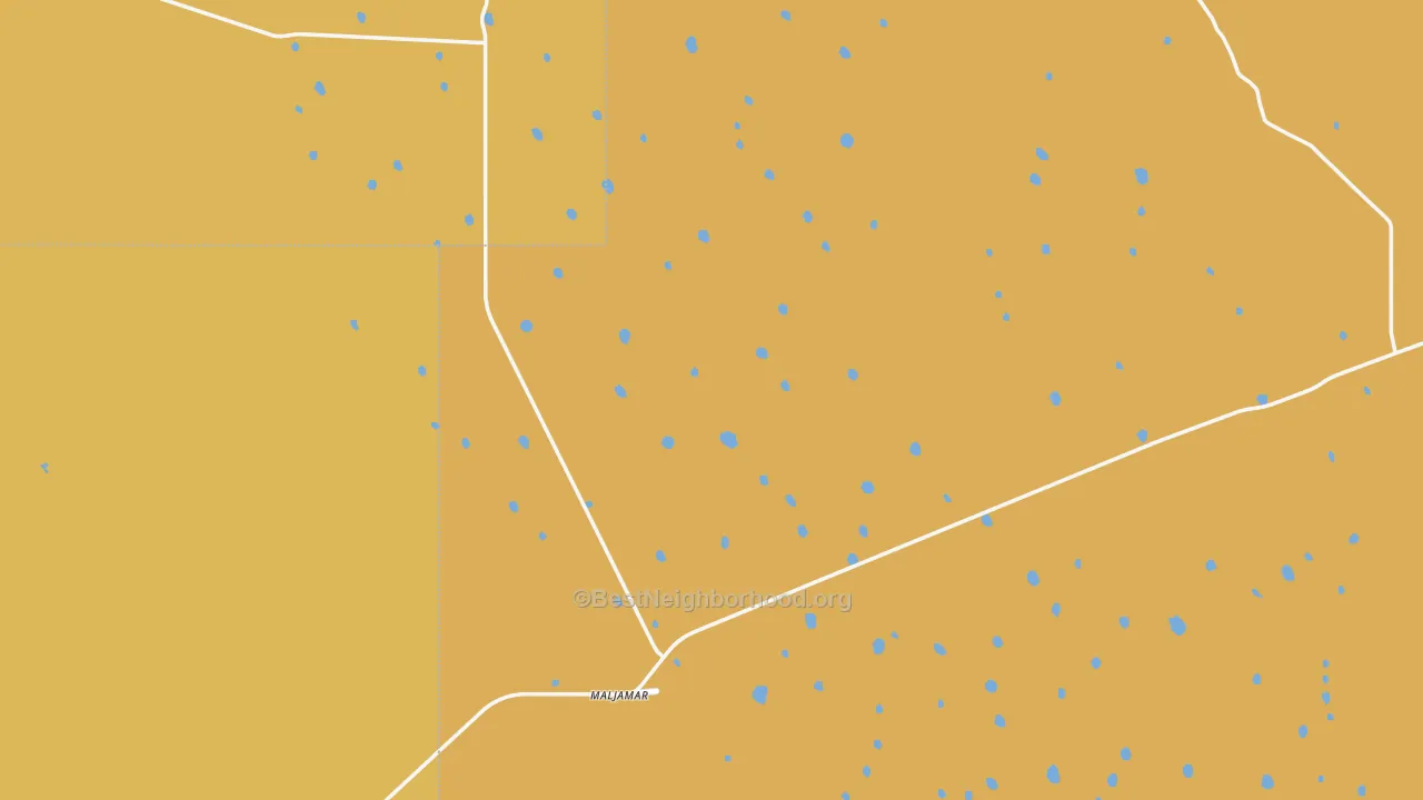 Map of the best neighborhoods in the Maljamar area, with better matches in green and worse matches in red