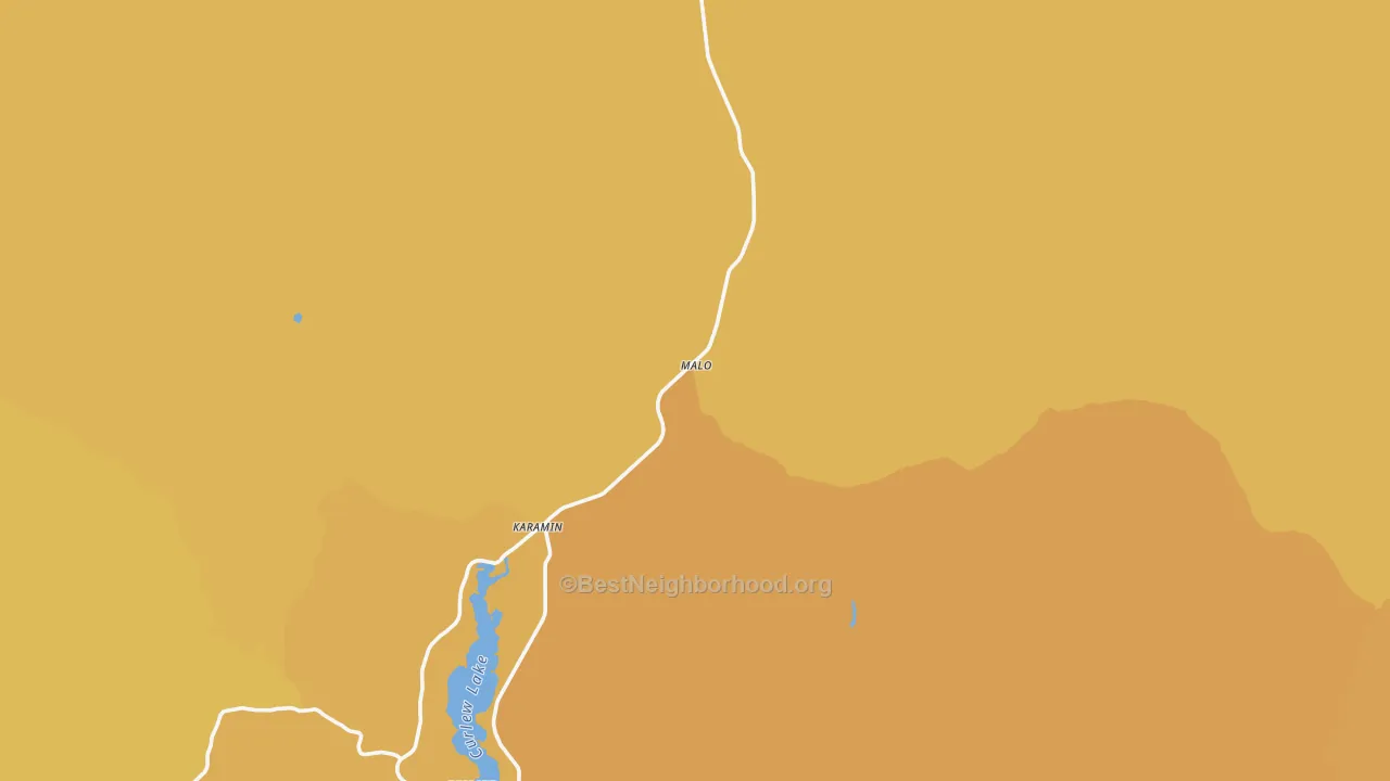 Map of the best neighborhoods in the Malo area, with better matches in green and worse matches in red