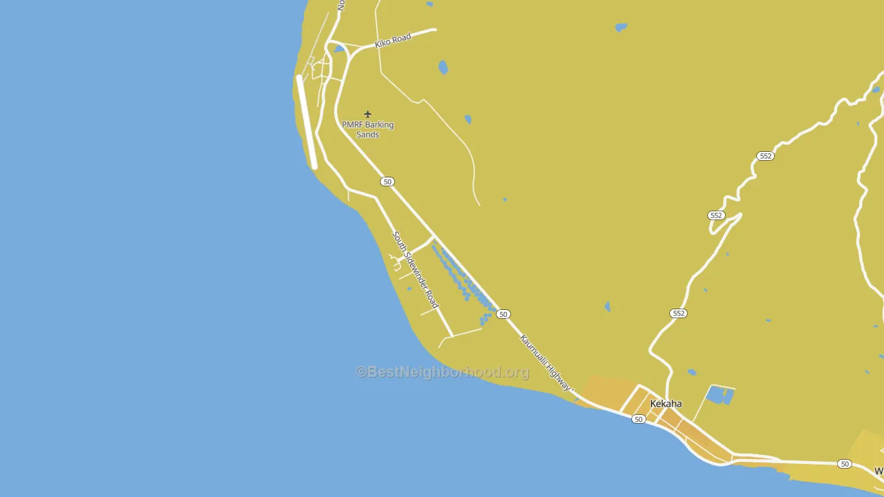Map of the best neighborhoods in the Mana area, with better matches in green and worse matches in red