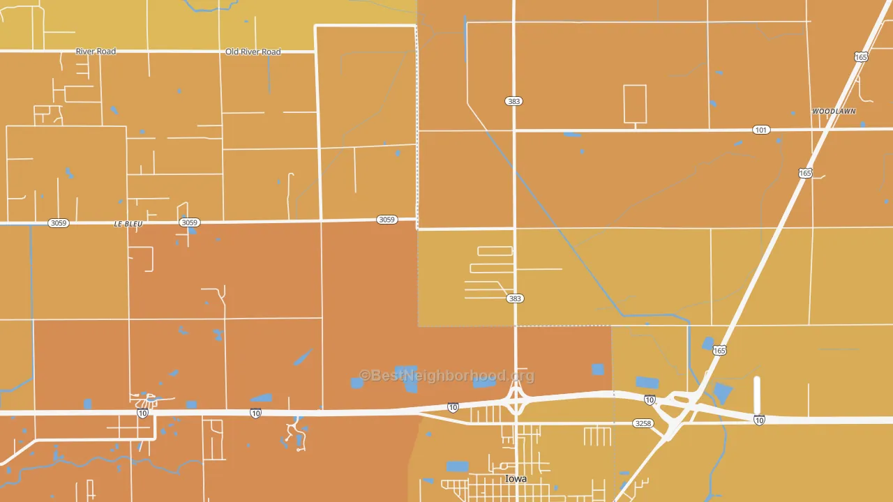 Map of the best neighborhoods in the Manchester area, with better matches in green and worse matches in red