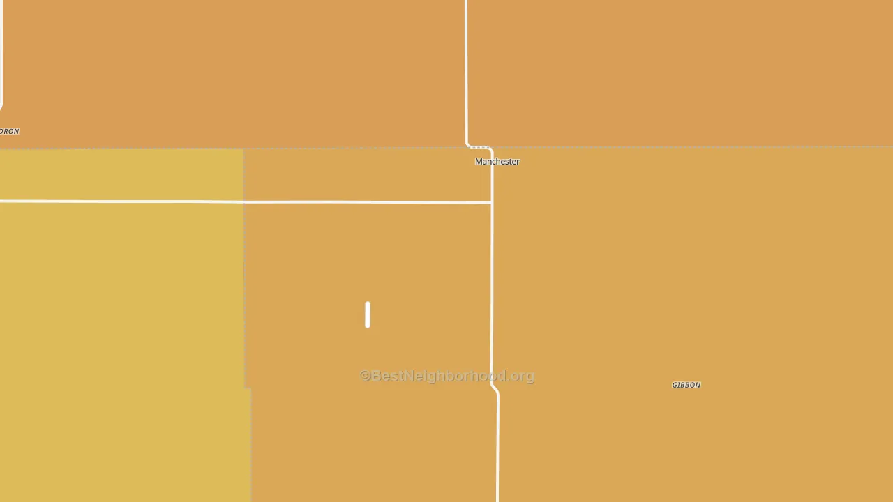 Map of the best neighborhoods in the Manchester area, with better matches in green and worse matches in red