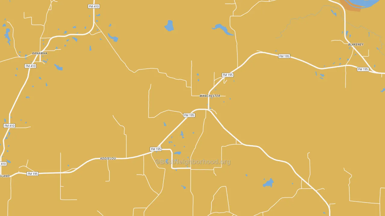 Map of the best neighborhoods in the Manchester area, with better matches in green and worse matches in red