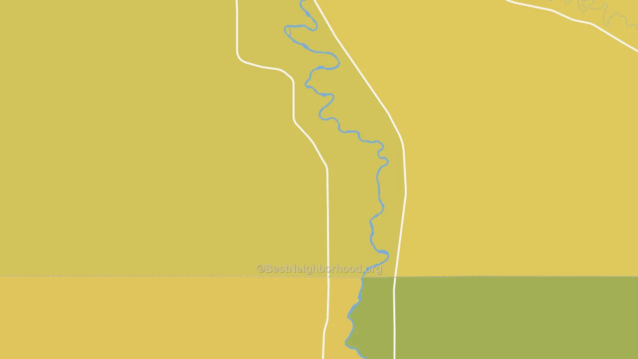 Map of the best neighborhoods in the Manderson area, with better matches in green and worse matches in red