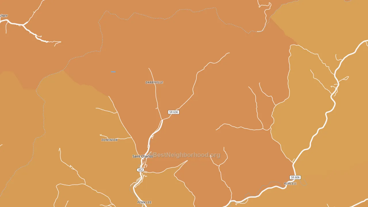 Map of the best neighborhoods in the Maness area, with better matches in green and worse matches in red