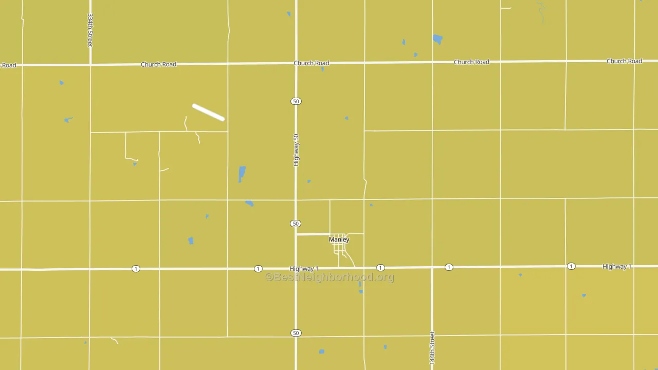 Map of the best neighborhoods in the Manley area, with better matches in green and worse matches in red