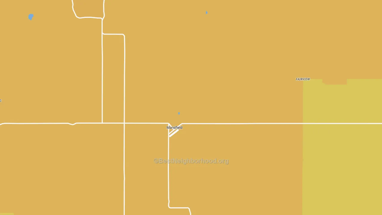 Map of the best neighborhoods in the Mansfield area, with better matches in green and worse matches in red