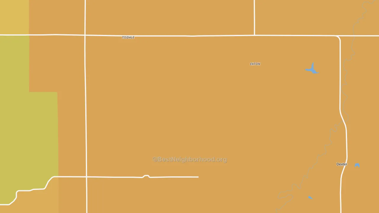Map of the best neighborhoods in the Maple City area, with better matches in green and worse matches in red