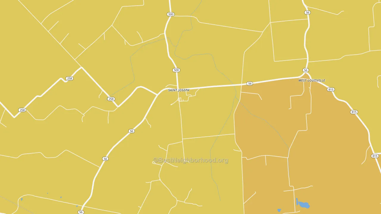 Map of the best neighborhoods in the Maple Mount area, with better matches in green and worse matches in red