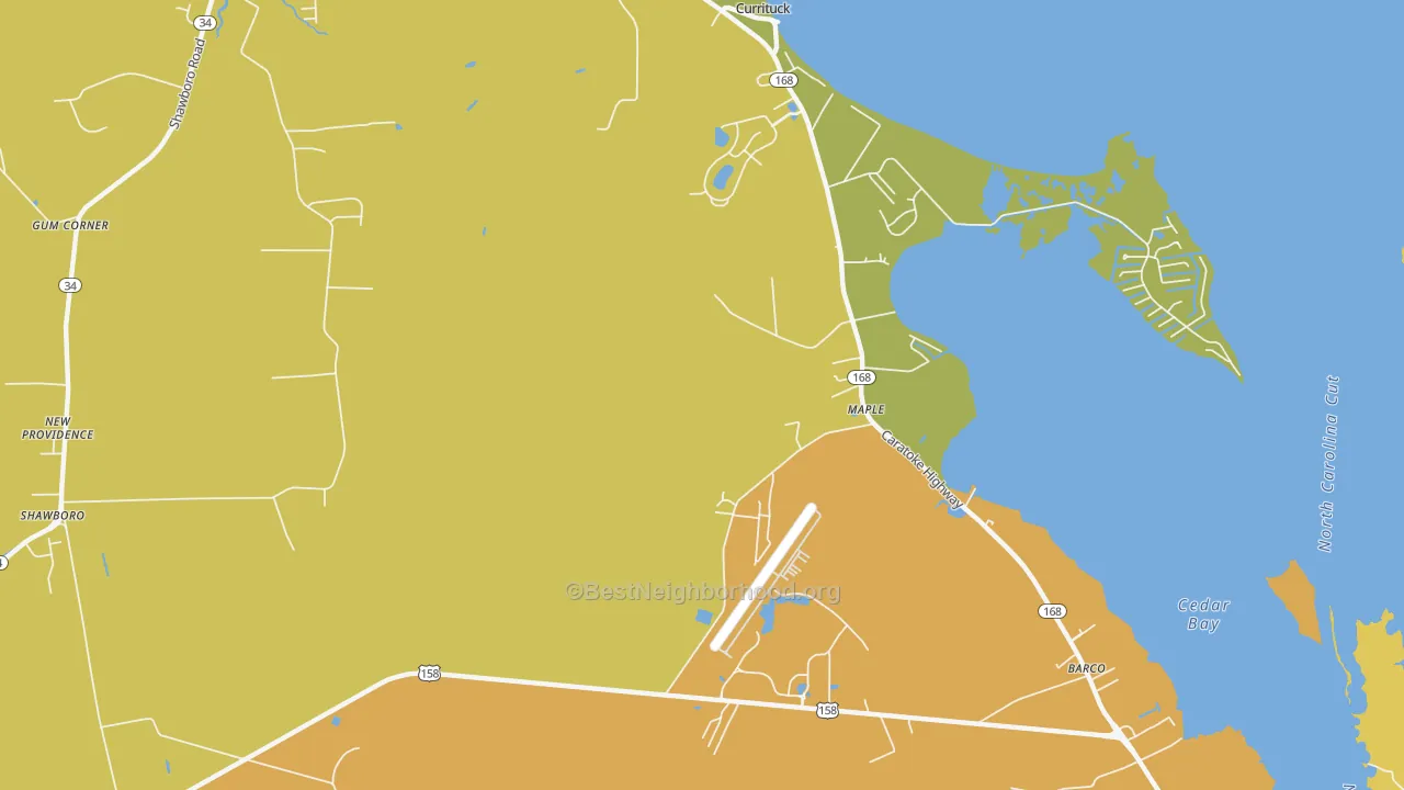 Map of the best neighborhoods in the Maple area, with better matches in green and worse matches in red