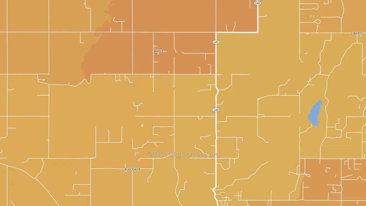 Map of the best neighborhoods in the Maple area, with better matches in green and worse matches in red
