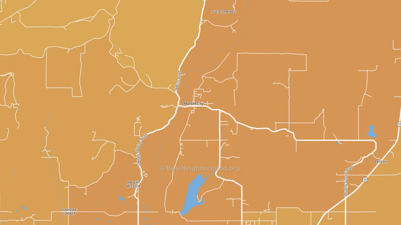 Map of the best neighborhoods in the Marble City area, with better matches in green and worse matches in red