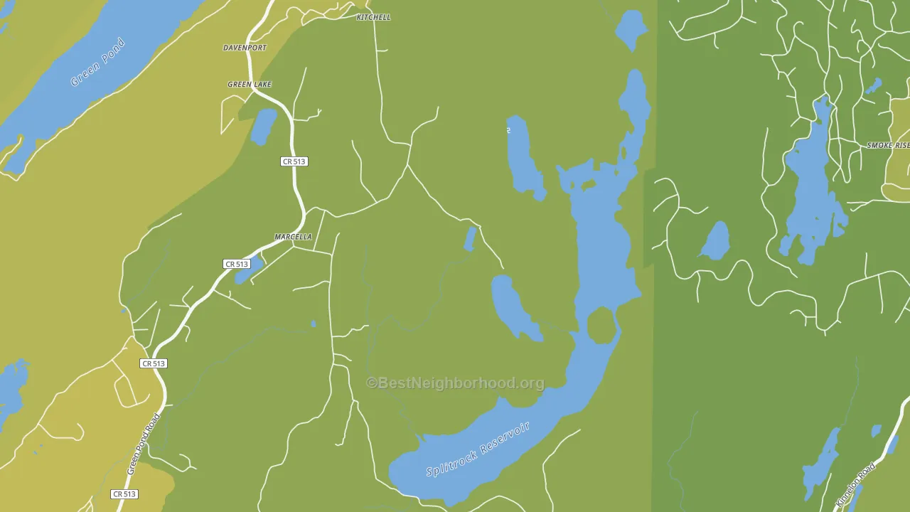Map of the best neighborhoods in the Marcella area, with better matches in green and worse matches in red
