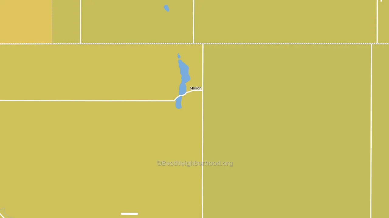 Map of the best neighborhoods in the Marion area, with better matches in green and worse matches in red