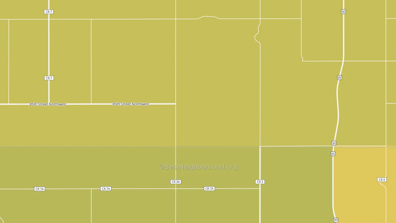 Map of the best neighborhoods in the Marmon area, with better matches in green and worse matches in red
