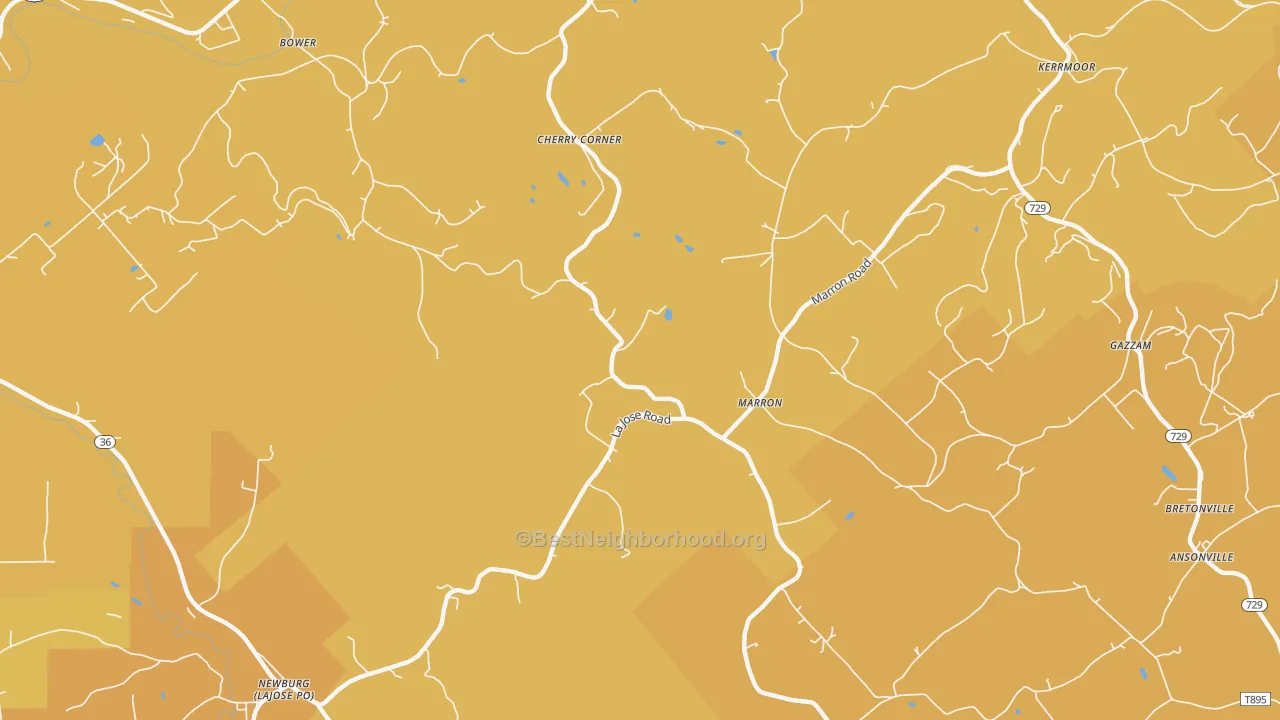 Map of the best neighborhoods in the Marron area, with better matches in green and worse matches in red