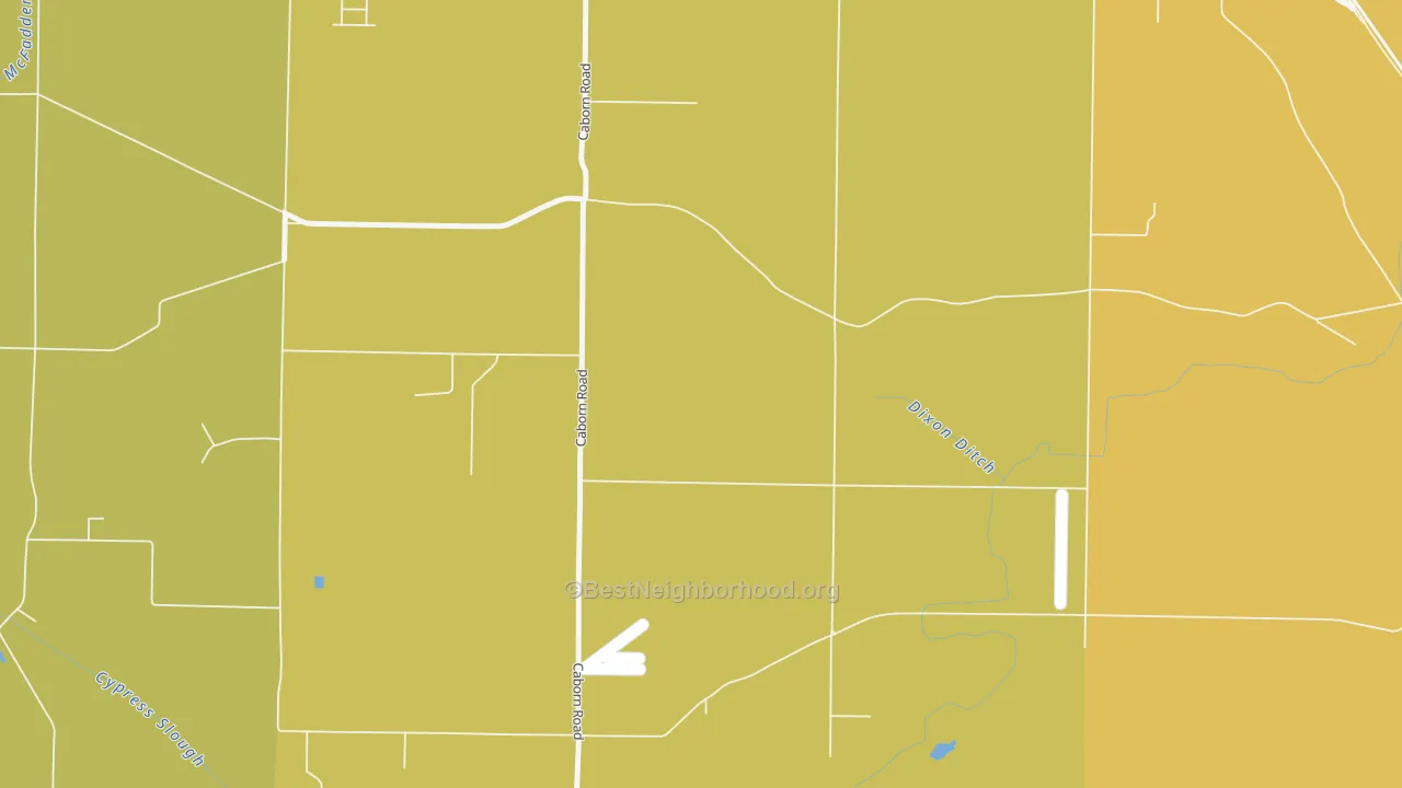 Map of the best neighborhoods in the Marrs Center area, with better matches in green and worse matches in red