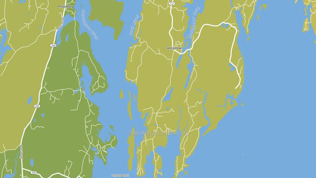 Map of the best neighborhoods in the Marrtown area, with better matches in green and worse matches in red