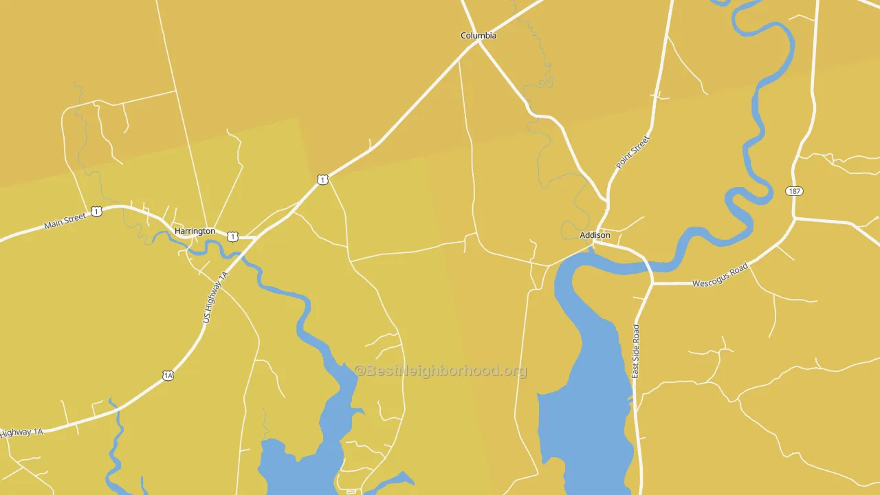 Map of the best neighborhoods in the Marshville area, with better matches in green and worse matches in red