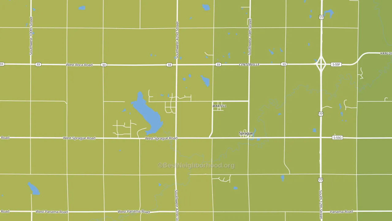 Map of the best neighborhoods in the Martell area, with better matches in green and worse matches in red