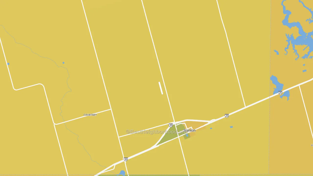 Map of the best neighborhoods in the Martin County area, with better matches in green and worse matches in red