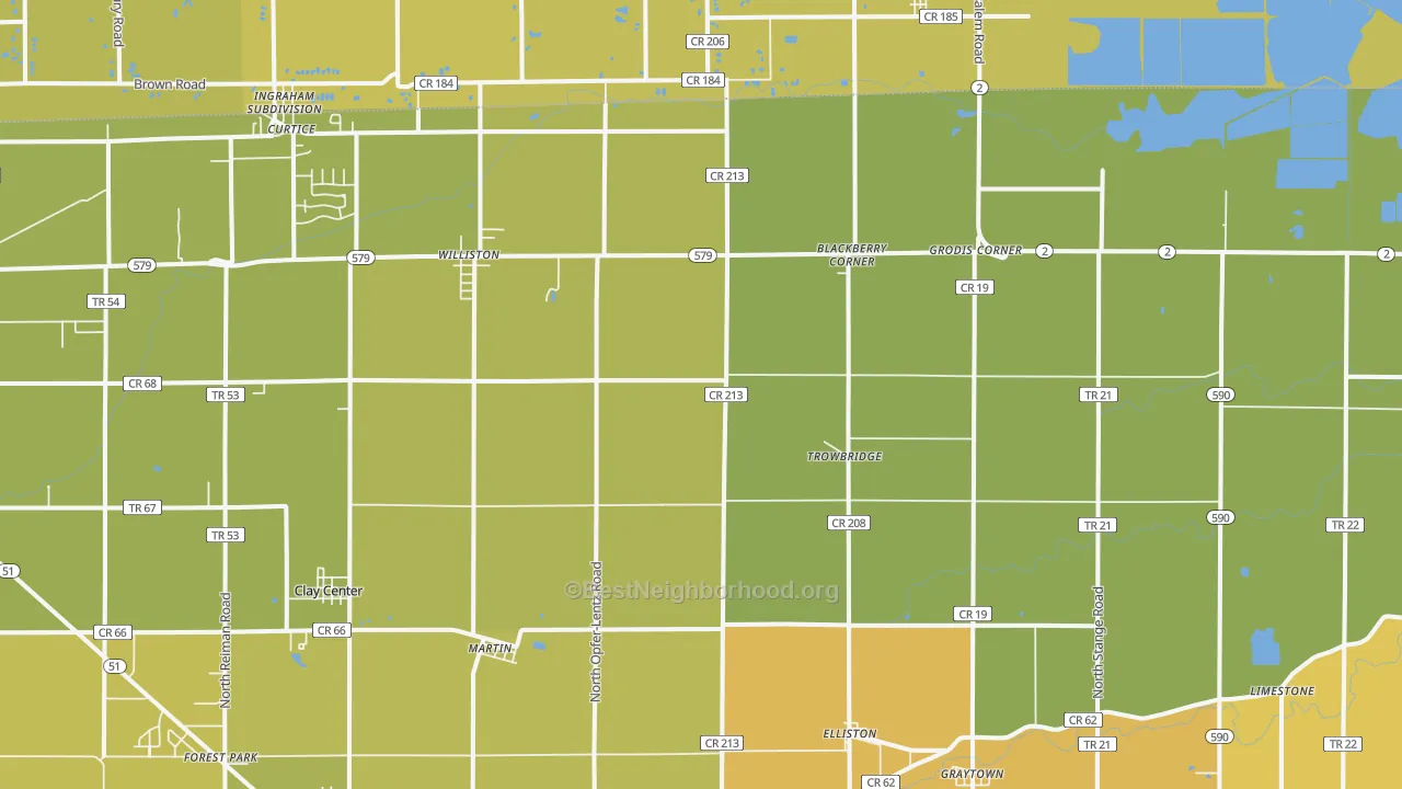 Map of the best neighborhoods in the Martin area, with better matches in green and worse matches in red