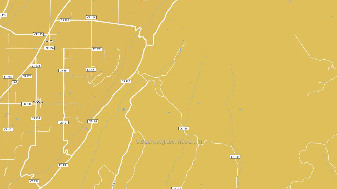 Map of the best neighborhoods in the Marvel area, with better matches in green and worse matches in red