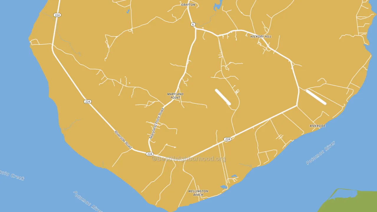 Map of the best neighborhoods in the Maryland Point area, with better matches in green and worse matches in red