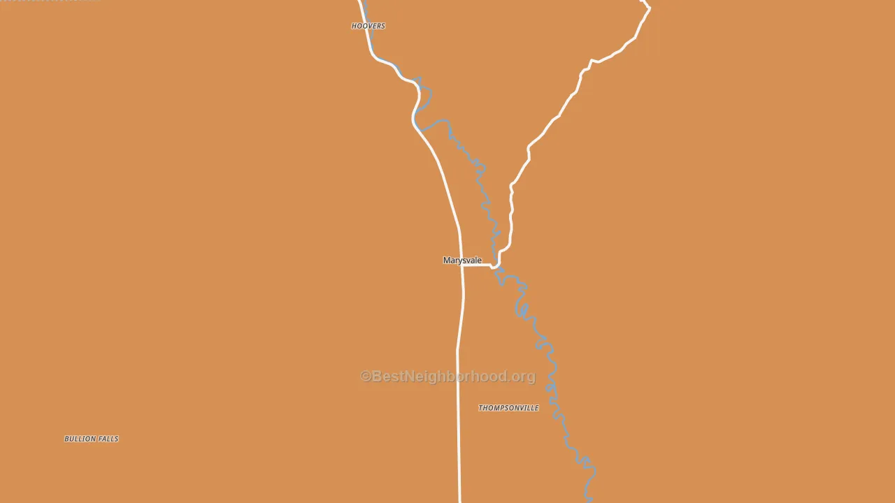 Map of the best neighborhoods in the Marysvale area, with better matches in green and worse matches in red