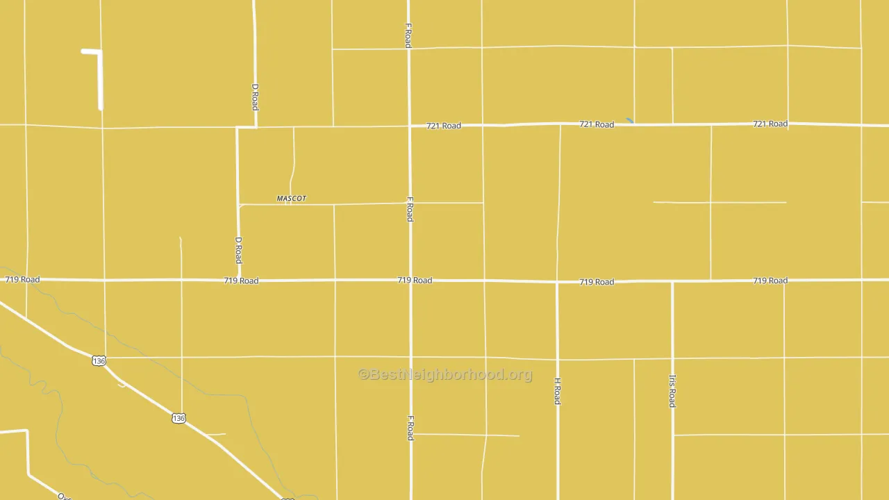 Map of the best neighborhoods in the Mascot area, with better matches in green and worse matches in red