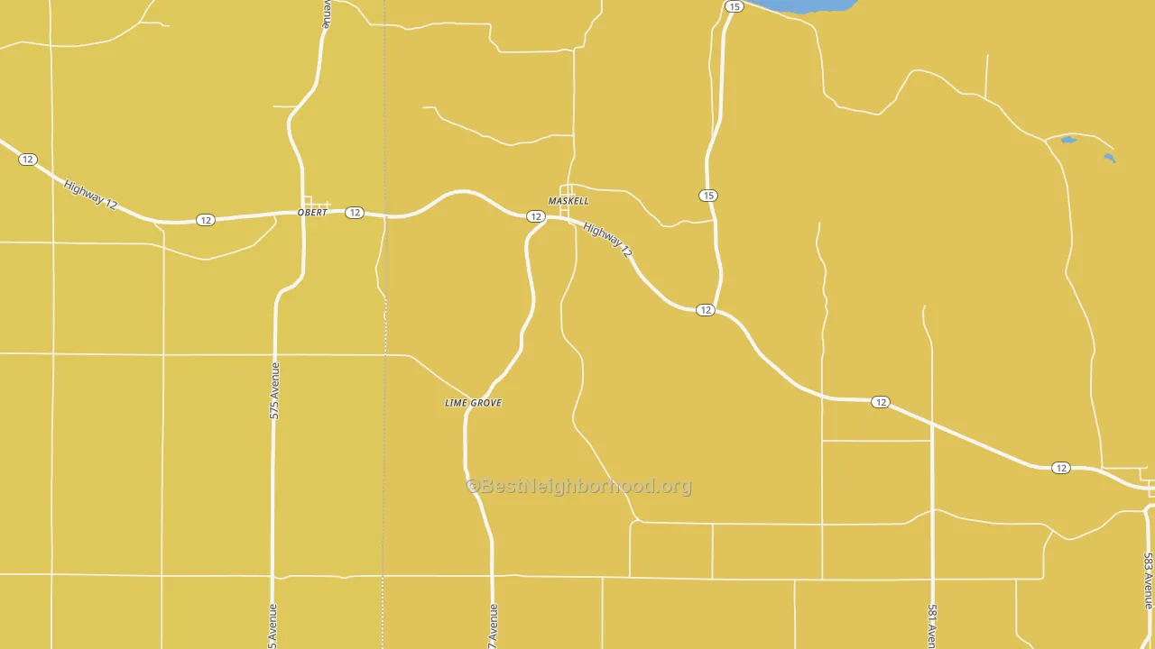 Map of the best neighborhoods in the Maskell area, with better matches in green and worse matches in red