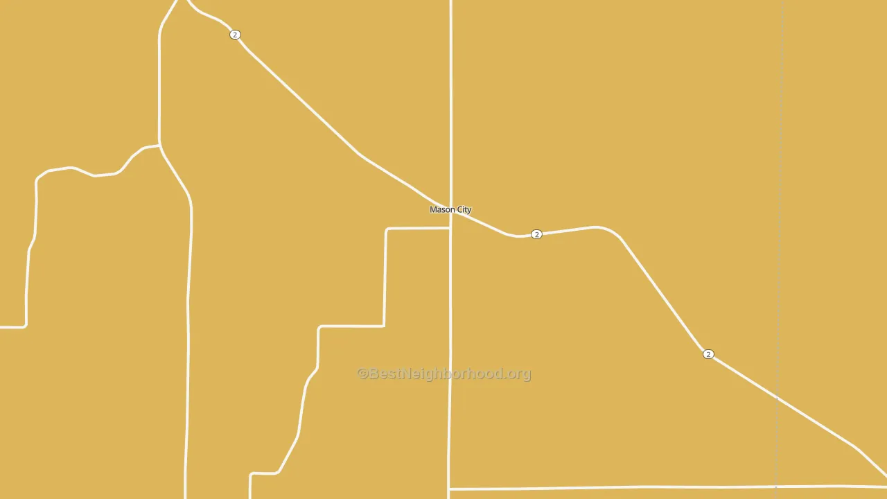 Map of the best neighborhoods in the Mason City area, with better matches in green and worse matches in red