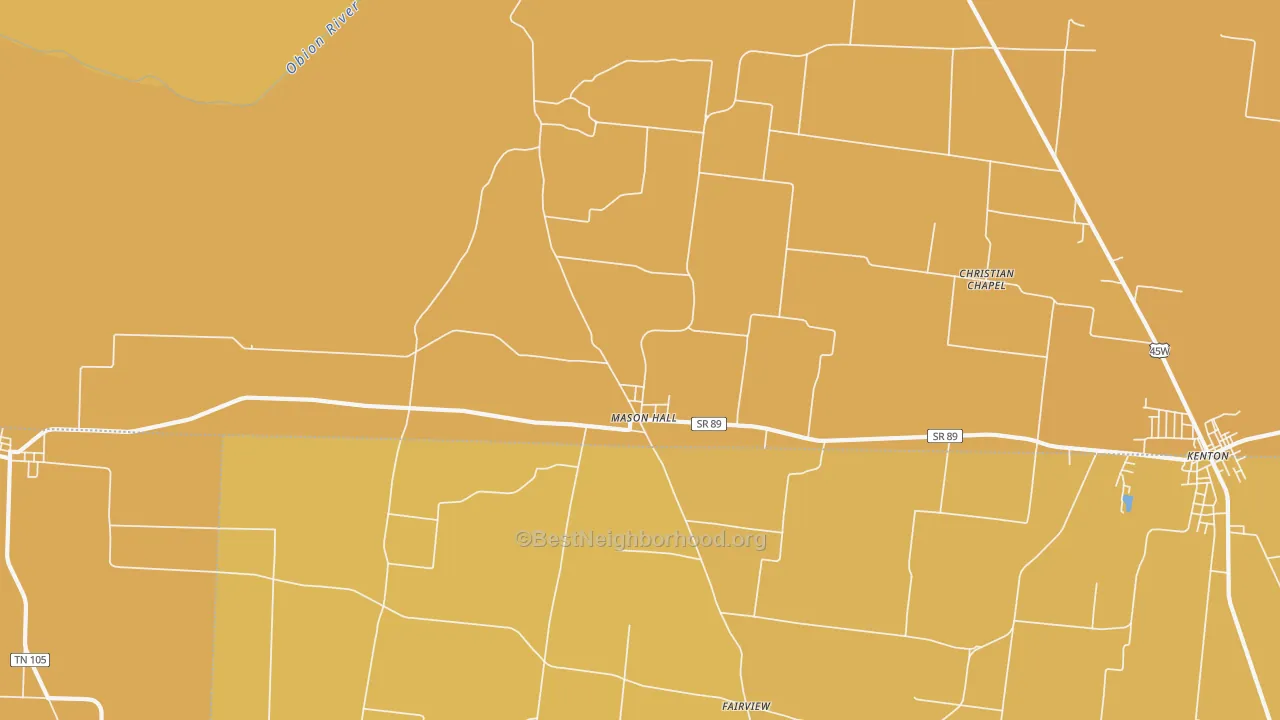 Map of the best neighborhoods in the Mason Hall area, with better matches in green and worse matches in red