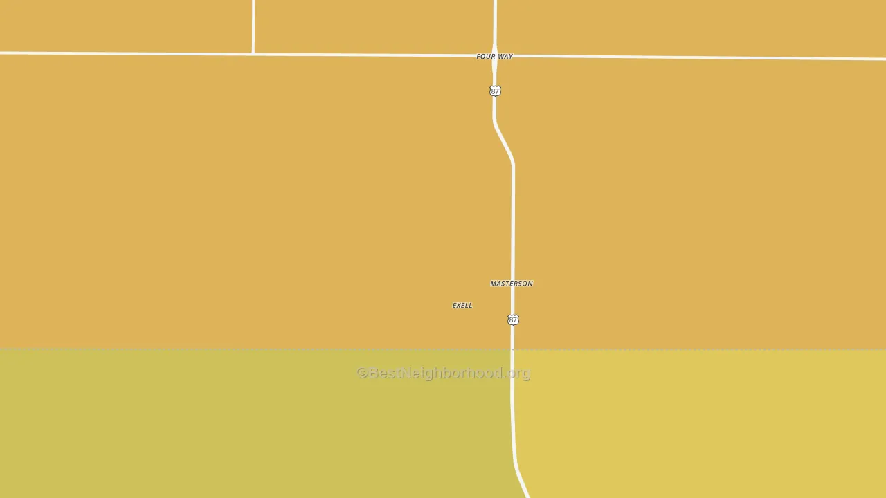 Map of the best neighborhoods in the Masterson area, with better matches in green and worse matches in red