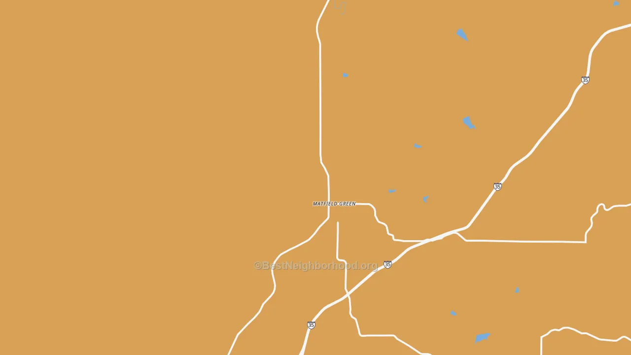 Map of the best neighborhoods in the Matfield Green area, with better matches in green and worse matches in red