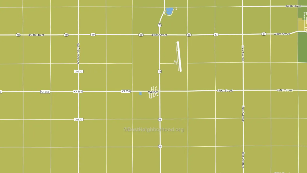 Map of the best neighborhoods in the Maurice area, with better matches in green and worse matches in red
