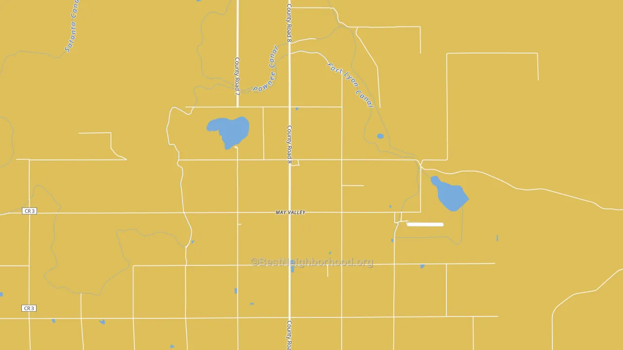 Map of the best neighborhoods in the May Valley area, with better matches in green and worse matches in red