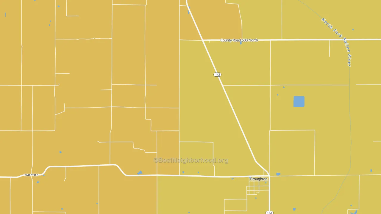Map of the best neighborhoods in the Mayberry area, with better matches in green and worse matches in red