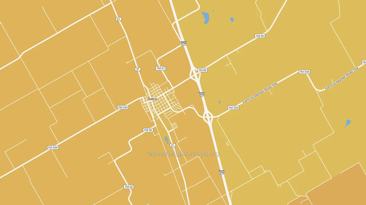 Map of the best neighborhoods in the Mayfield area, with better matches in green and worse matches in red